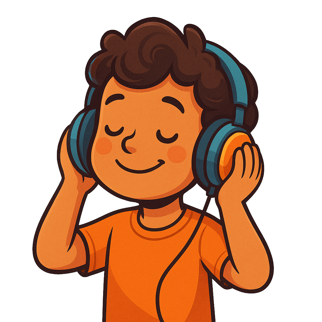 Kid with headphones enjoying STEM content